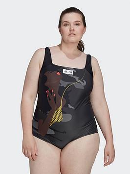 Adidas Thebe Magugu Swimsuit (Plus Size) - Dark Grey