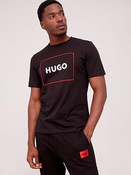 HUGO Dumex Red Box Logo T-shirt, Black, Size Xs, Men