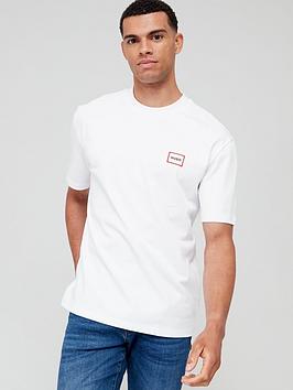 HUGO Dosmos Small Red Box Logo T-shirt, White, Size Xl, Men