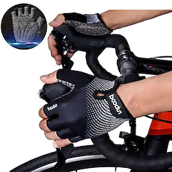 BOODUN Bike Gloves Cycling Gloves Fingerless Gloves Anti-Slip Windproof Warm Breathable Sports Gloves Mountain Bike MTB Outdoor Exercise Cycling / Bike Silica Gel Lycra Green Blue Rose Red for Adults' Lightinthebox