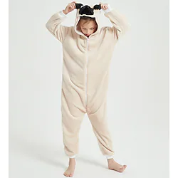 Kid's Kigurumi Pajamas Dog Solid Color Onesie Pajamas Flannel Fabric Cosplay For Boys and Girls Christmas Animal Sleepwear Cartoon Festival / Holiday Costumes / Leotard / Onesie / Leotard / Onesie Lightinthebox