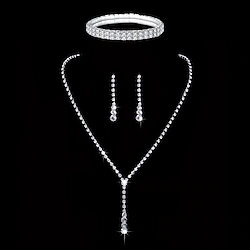 Bridal Jewelry Sets 3pcs Stainless Steel Glass 1 Necklace Earrings Bracelets Women's Personalized Stylish Artistic Lovely Vintage Style Precious Geometric Jewelry Set For Christmas Street Carnival Lightinthebox