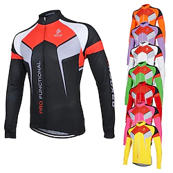 Arsuxeo Men's Cycling Jersey Long Sleeve Winter Bike Jacket Jersey Top with 3 Rear Pockets Mountain Bike MTB Road Bike Cycling Breathable Anatomic Design Quick Dry Front Zipper Green White Black Lightinthebox