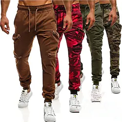 Men's Joggers Cargo Pants Drawstring Bottoms Athletic Athleisure Breathable Quick Dry Moisture Wicking Running Jogging Training Sportswear Activewear Solid Colored Camouflage Red Black Army Green Lightinthebox