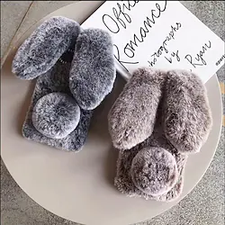 3D Cute Rabbit Hairy Warm Fur case for Samsung Galaxy S22 S21 Plus Ultra A72 A52 A42 A32 Plush Bunny TPU Shockproof Lightinthebox