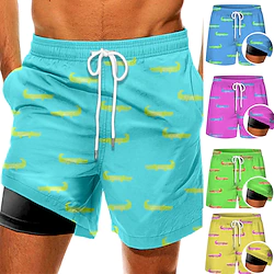 Men's Swim Trunks Swim Shorts Quick Dry Board Shorts Bathing Suit Compression Liner with Pockets Drawstring Swimming Surfing Beach Water Sports Printed Summer Lightinthebox