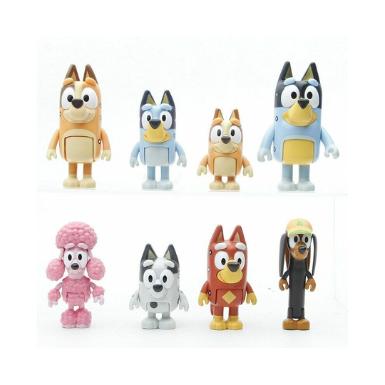(8 pcs/set(No box)) 8 pcs/set Bluey's Family&Friends Action Figure