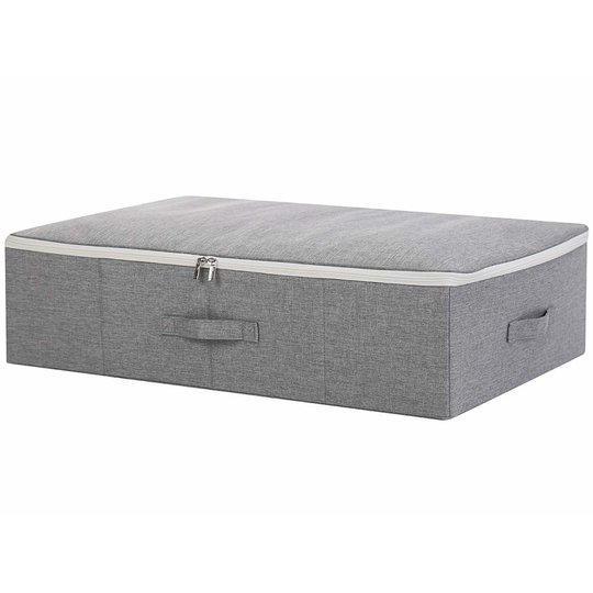 iwill createpro Three-side Zipper Cover Basket, Collapsible Under-bed Storage Box for Blankets,Duvets, Comforters etc. Dark Gray