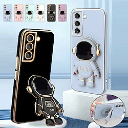 Phone Case For Samsung Galaxy Classic Series A73 A53 A33 S22 S22 Plus S22 Ultra S21 Ultra Plus S21 S21 FE A72 A52 A42 Note 20 Ultra Note 10 Bumper Frame with Stand Plating Astronaut TPU Lightinthebox