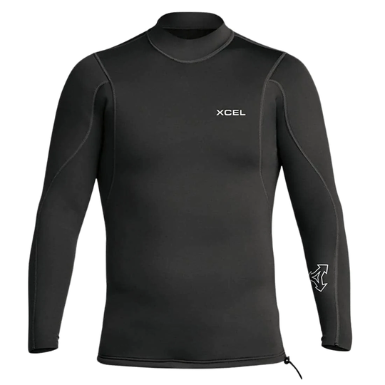 Xcel Mens Axis Long Sleeve 2/1mm Wetsuit Top - Black