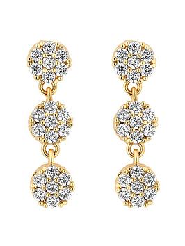 Jon Richard Bridal Gold Plated Fine Pave Allway Tennis 3 Drop Earrings