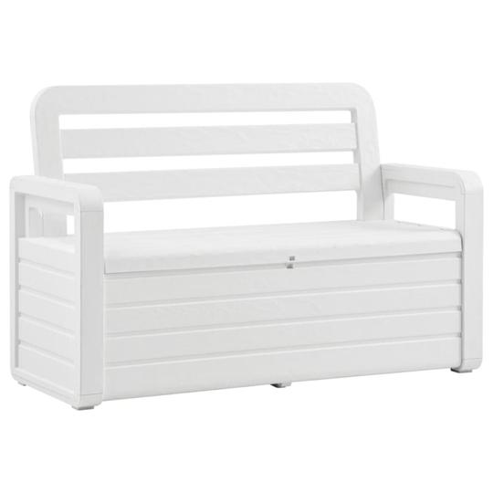 vidaXL Garden Storage Bench Plastic White Outdoor Cushion Deck Box Organiser