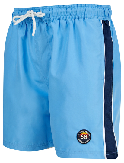 Swim Shorts Capitola Swim Shorts with Side Tape Detail in Azure Blue - Tokyo Laundry / S - Tokyo Laundry