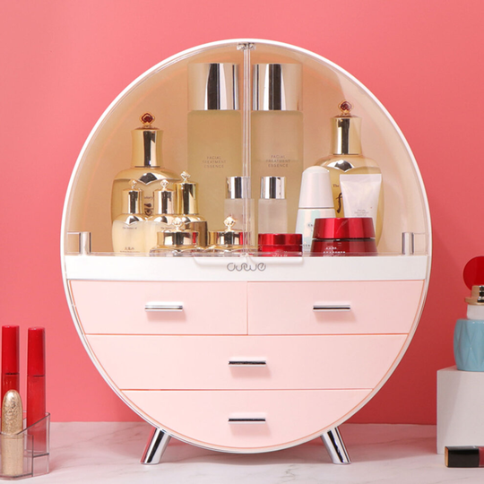 (Pink) Dressing Table Makeup Storage Box Drawer Desktop Cosmetic Organizer Tidy Case UK