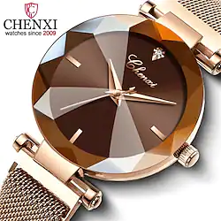 CHENXI Brand Women Quartz Watch 4 Colors Gem Cut Geometry Crystal Luxury Ladies Quartz Watches Women's Dress Watch Lightinthebox