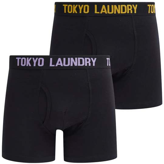 Mens Underwear Sadler (2 Pack) Boxer Shorts Set in Artisan's Gold / Viola - Tokyo Laundry / S - Tokyo Laundry