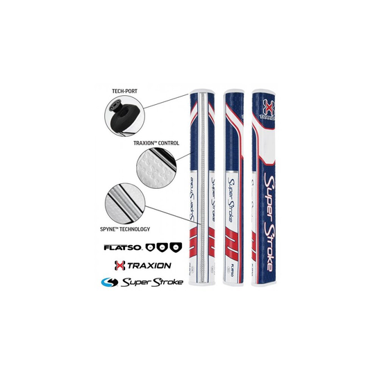 (Red / White / Blue) SuperStroke TRAXION Flatso 3.0 Putter Grip