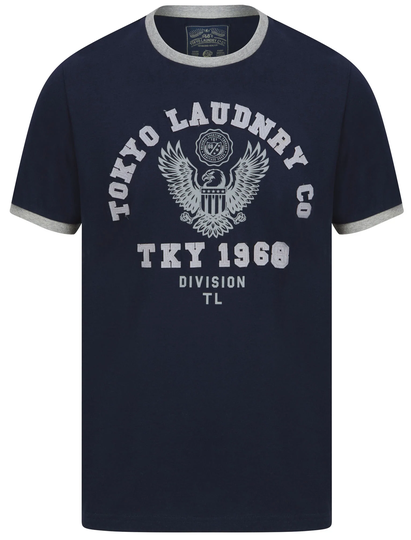 T-Shirts Division Motif Cotton Jersey Ringer T-Shirt In Sky Captain Navy - Tokyo Laundry / S - Tokyo Laundry