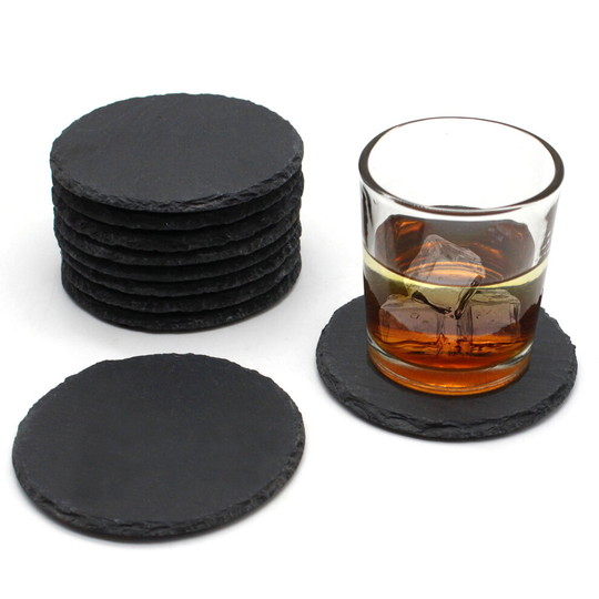 (12pcs) 10cm Round Circle Slate Coasters Craft Engraving