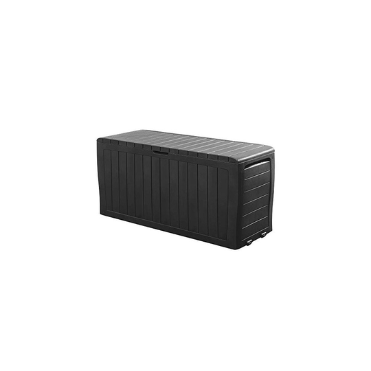Deuba Keter Storage Box Marvel Plus 220kg Loadable Castors Handles Smart Click System Chest Garden Box Pillow Storage Box Outdoor Grey