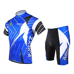FJQXZ Men's Cycling Jersey with Shorts Short Sleeve Mountain Bike MTB Road Bike Cycling Blue Patchwork Bike Clothing Suit 3D Pad Breathable Ultraviolet Resistant Quick Dry Back Pocket Polyester Sports Lightinthebox