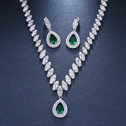 Bridal Jewelry Sets 1 set Cubic Zirconia Copper Imitation Diamond 1 Necklace Earrings Women's Luxury Elegant Tennis Chain Drop Diamond Water Drop Jewelry Set For Anniversary Birthday Party Evening Lightinthebox