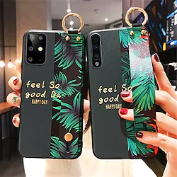 Case For Samsung Galaxy S21 S20 Plus Ultra A72 A52 A42 A32 A51 A71 Note 20 Ultra Cover Trendy Artist Leaf Flower Soft Wrist Strap Phone Holder Case Lightinthebox