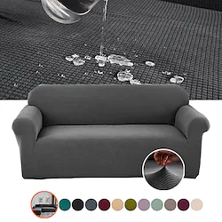Pure Color Water Repellent Thickened Sofa Cover 1-Piece Super Stretch with Elastic Bottom and Anti Slip Foam Pet Hair Proof Sofa Slipcover Washable Furniture Protector Lightinthebox