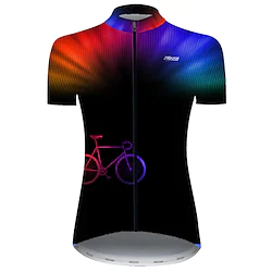 21Grams Women's Cycling Jersey Short Sleeve Bike Jersey Top with 3 Rear Pockets Mountain Bike MTB Road Bike Cycling Cycling Breathable Ultraviolet Resistant Quick Dry Black Red Gradient 3D Polyester Lightinthebox