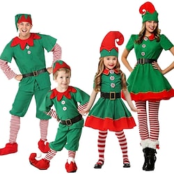 Santa Claus Elf Mrs.Claus Outfits Christmas Hat Fancy Christmas Dress Men's Women's Boys Girls' Christmas Christmas Carnival Christmas Eve Adults Kid's Party Christmas Polyester Top Dress Pants Hat Lightinthebox