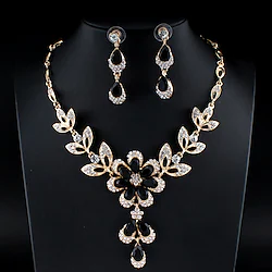 Hoop Earrings One-piece Suit White Cubic Zirconia Resin Rhinestone 1 Necklace Earrings Women's Basic Fashion Classic Classic Drop Pear Jewelry Set For Party Wedding Engagement / Pendant Necklace Lightinthebox