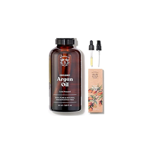 ORGANIC ARGAN OIL | 100% Pure, Natural & Cold Pressed | Hair, Face, Body, Beard, Nails | Vegan & Cruelty Free | Glass Bottle + Pipette + Pump (50