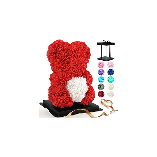 Gifts for Women - Rose Teddy Bear - Rose Flowers Bear, Unique Gifts, Gifts for Girls,Gifts for mom,Birthday Gifts,Flower delivery - Clear Gift Box Inc