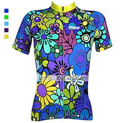 21Grams Women's Cycling Jersey Short Sleeve Bike Jersey Top with 3 Rear Pockets Mountain Bike MTB Road Bike Cycling Fast Dry Breathable Quick Dry Moisture Wicking Green Blue Purple Graphic Floral Lightinthebox