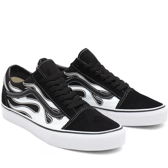 Vans Old Skool Skate Shoes - (Flames) Black/White