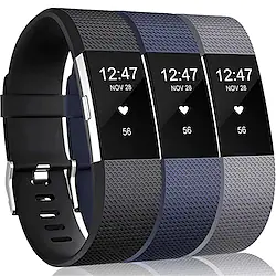 3 Pack Bands Compatible with Fitbit Charge 2, Classic Special Edition Silicone Fitness Sport Replacement Bands for Fitbit Charge 2, Women Men Lightinthebox