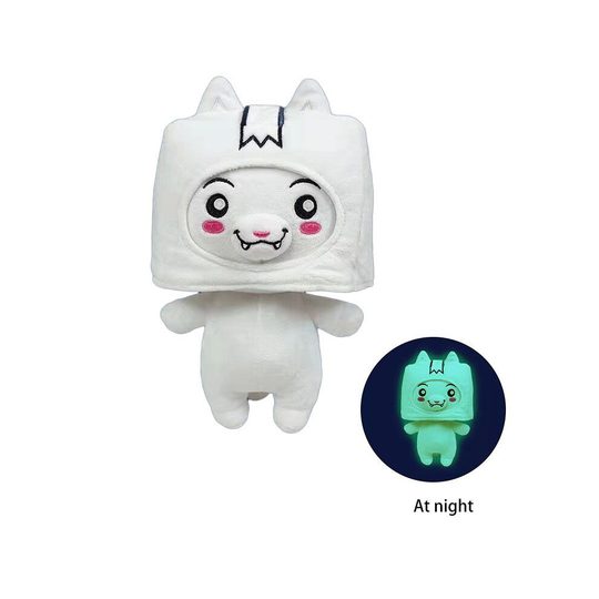 (Fox) 5PCS Glow In Dark Lankybox Luminous Plush Toy Fox Square Box Stone Soft Filled