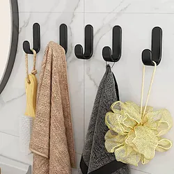 5pcs Self Adhesive Wall Hooks Stainless Steel Towel Hooks No Drilling Wardrobe Hook Self Adhesive Wall Hooks for Hanging Towels, Keys J-Shaped Hook Lightinthebox