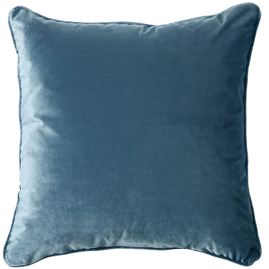 (Blue, 45 x 45 Cm) Scatter Box Bellini Velour Piped Feather Filled Cushion