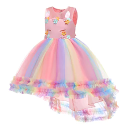 Fairytale Princess Unicorn Flower Girl Dress Tulle Dresses Tutus Girls' Movie Cosplay Cosplay Halloween White Rosy Pink Dress Halloween Carnival Masquerade Polyester Lightinthebox