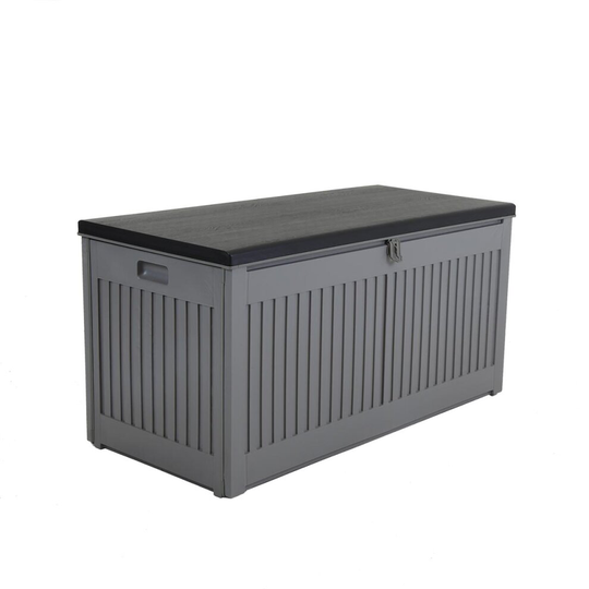 Charles Bentley 270L Outdoor Garden Plastic Storage Box, 109 x 51.3 X 54.7cm, Grey/Black