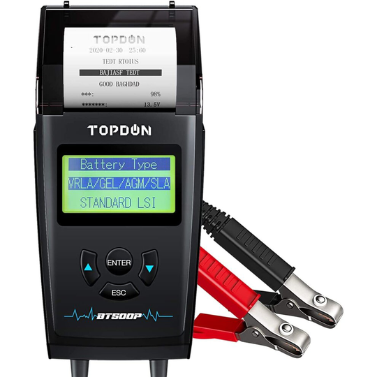 TOPDON BT500P Car Battery Tester with Printer 12V 24V Load Tester,Automotive Alternator harging Cranking System Tester