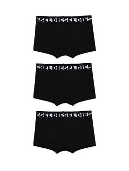 Diesel Boys 3 Pack Logo Waistband Boxer Shorts - Black