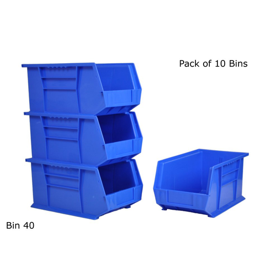 Pack of 10 Rhino Tuff Bin40 Plastic Parts Storage Bins Open Fronted Box