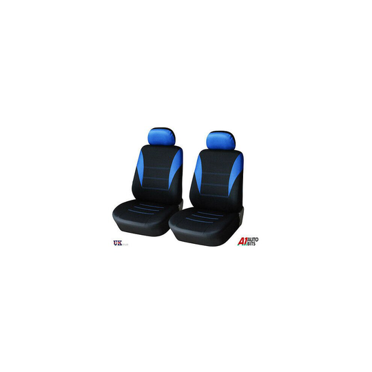 CAR VAN MOTORHOME BUS MPV TRUCK 1+1 UNIVERSAL BLUE-BLACK FRONT SEAT COVERS NEW