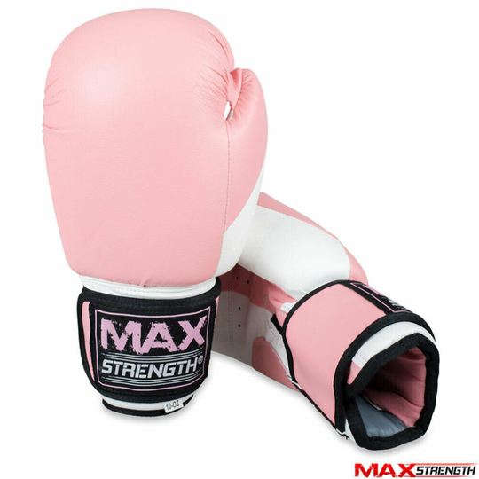 (Pink , 6oz) MAXSTRENGTH® Boxing Gloves Kick Punch Bag Muay Thai UFC Fight Training Mitts MMA