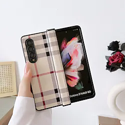 Phone Case For Samsung Galaxy Back Cover Z Fold 4 Z Fold 3 Four Corners Drop Resistance Shockproof Graphic Geometric Pattern PC PU Leather Lightinthebox