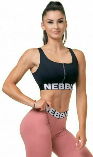 Nebbia Smart Zip Front Sports Bra Black L