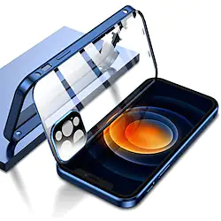 Double Safety Lock Case for iPhone 14 13 12 11 Pro Max XS XR X Mini Bumper Case with Camera Lens Protector Double Sided Glass 360 Full Body Metal Frame Clear Cover For iPhone 7 8 Plus Lightinthebox