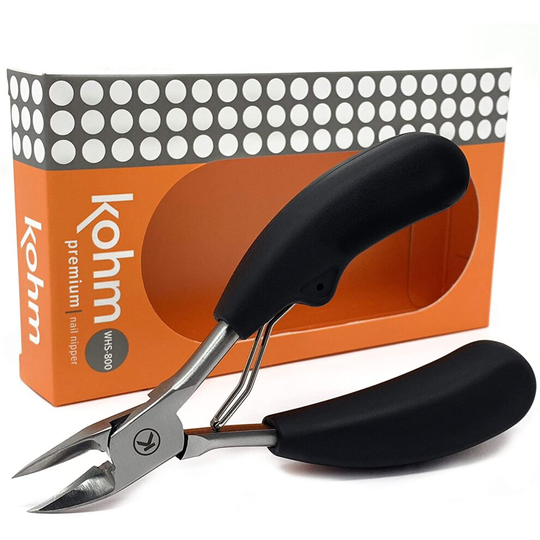 Kohm WHS-800 Chiropodist Style Toe Nail Clipper for Thick, Fungal or Ingrown Toenails, Large Heavy Duty Easy Grip Rubber Handle Podiatrist Style Toena